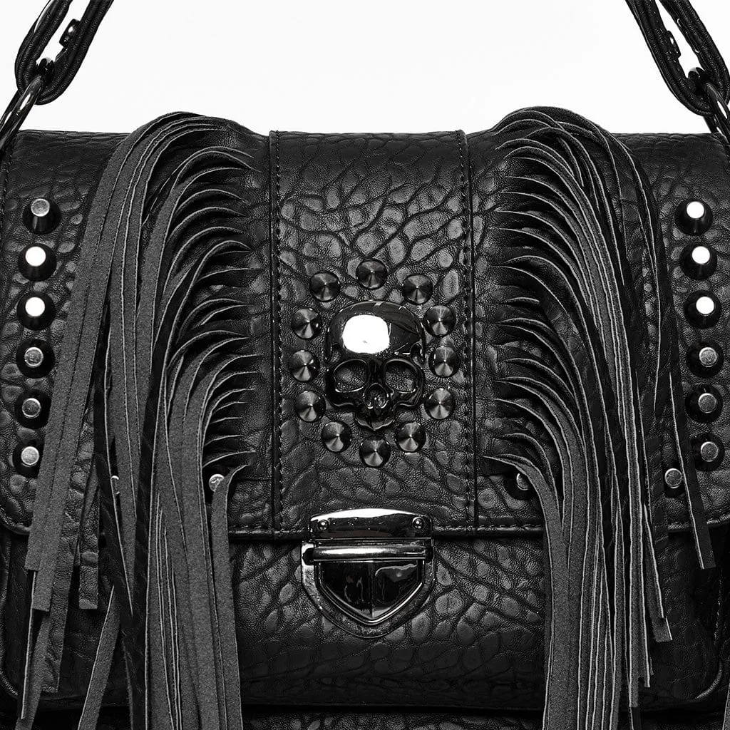 Women's Gothic Studded Tassels Faux Leather Bag