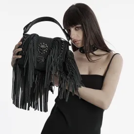 Women's Gothic Studded Tassels Faux Leather Bag