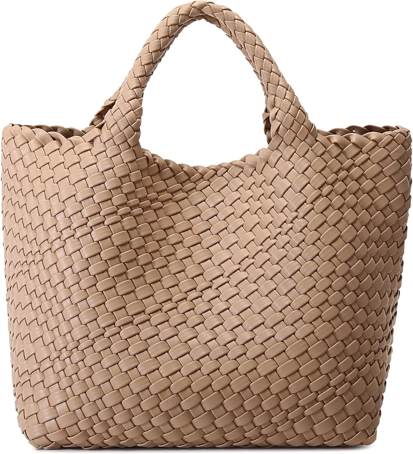Woven Bag for Women, Vegan Leather Tote Bag Large Summer Beach Travel Handbag and Purse Retro Handmade Shoulder Bag