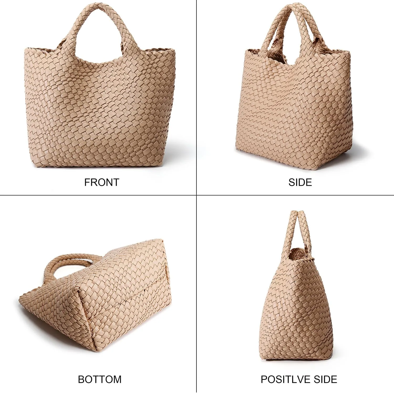 Woven Bag for Women, Vegan Leather Tote Bag Large Summer Beach Travel Handbag and Purse Retro Handmade Shoulder Bag