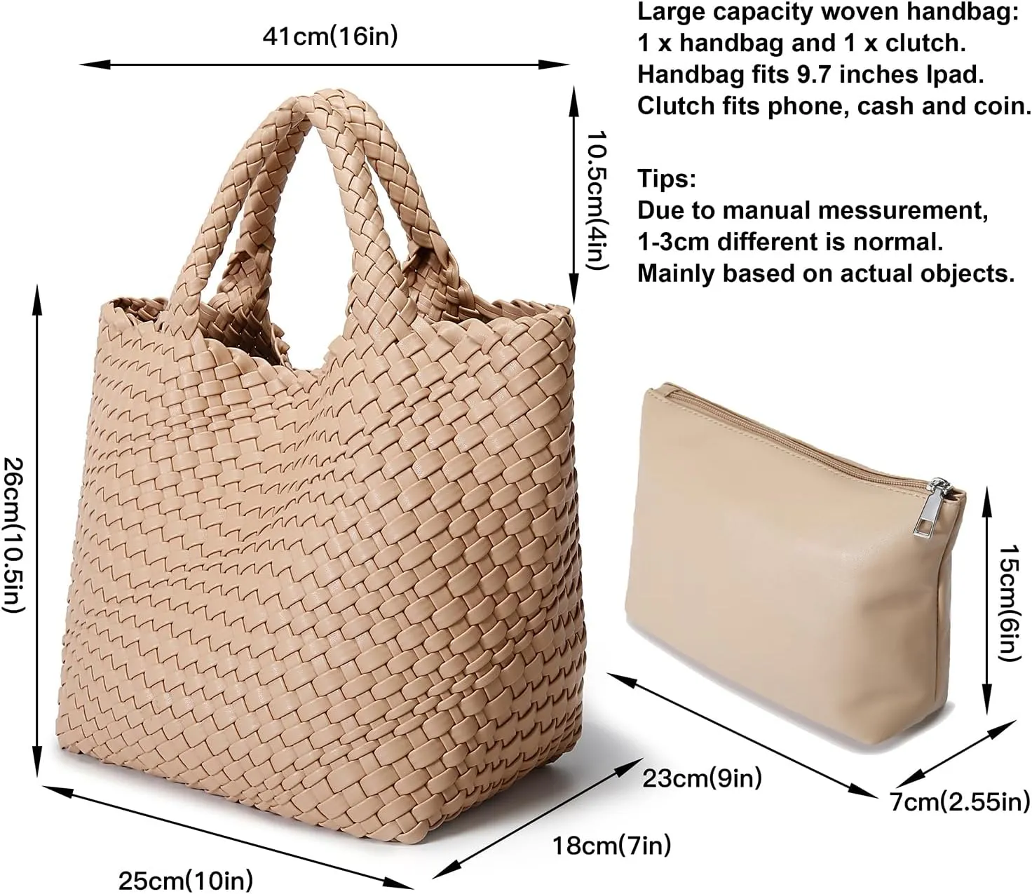 Woven Bag for Women, Vegan Leather Tote Bag Large Summer Beach Travel Handbag and Purse Retro Handmade Shoulder Bag