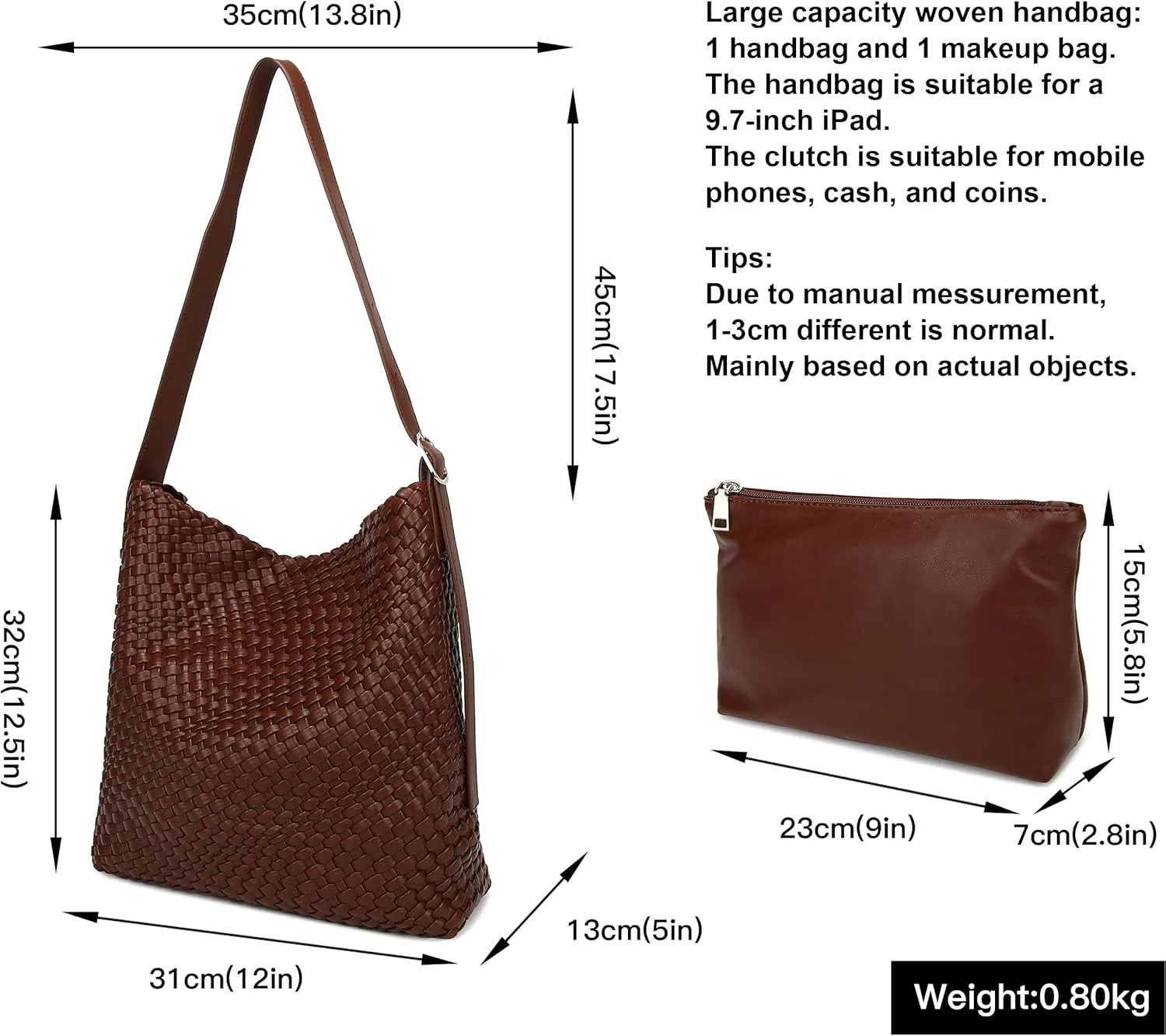 Woven Shoulder Bag for Women, Vegan Leather Tote Bag Large Summer Beach Handmade Satchel Travel Handbag