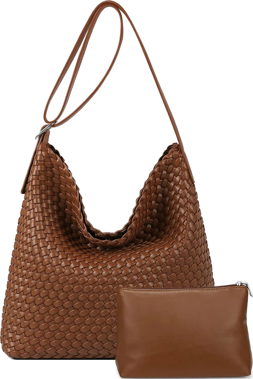Woven Shoulder Bag for Women, Vegan Leather Tote Bag Large Summer Beach Handmade Satchel Travel Handbag