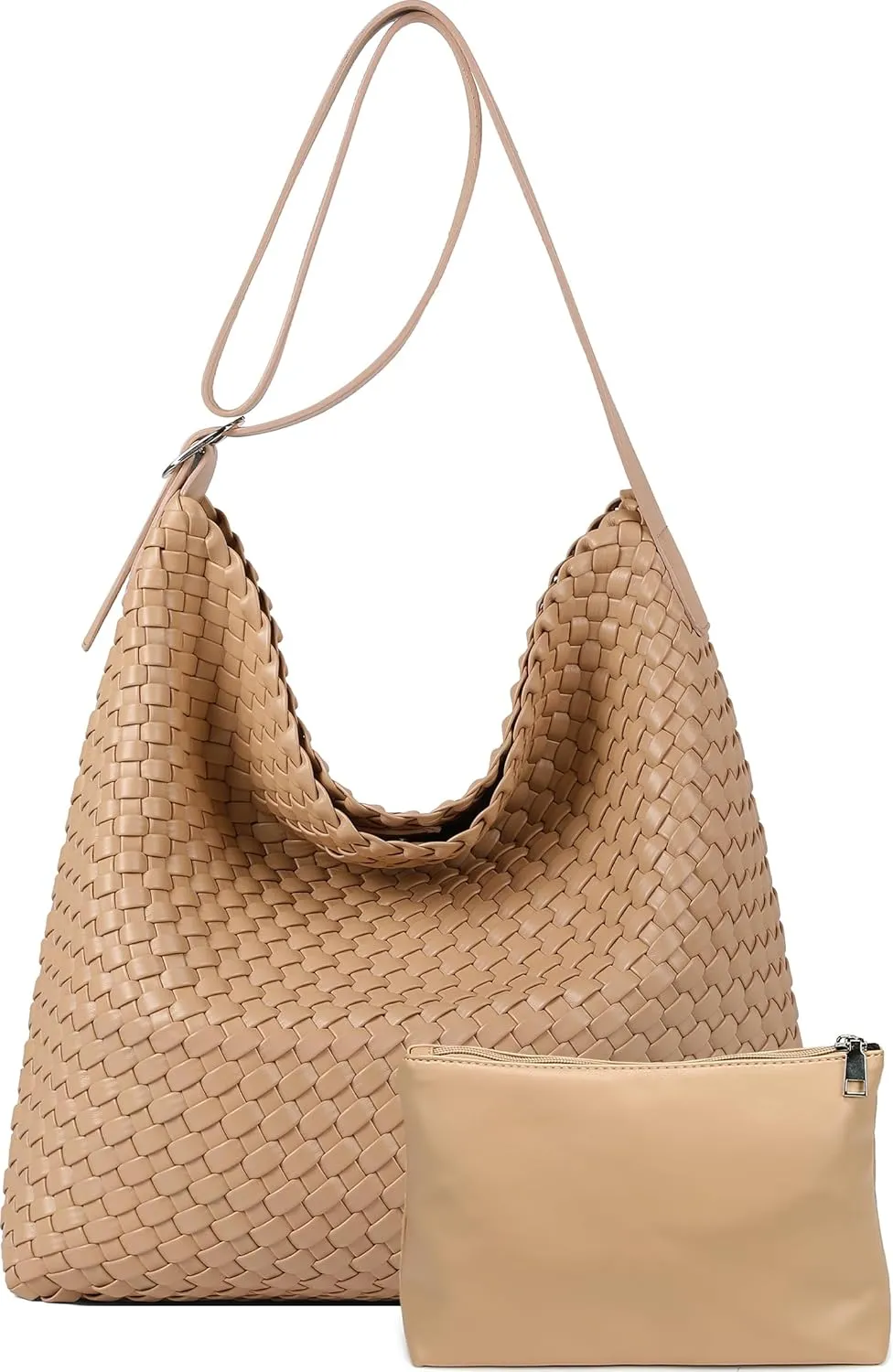 Woven Shoulder Bag for Women, Vegan Leather Tote Bag Large Summer Beach Handmade Satchel Travel Handbag