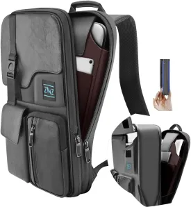 ZINZ Slim & Expandable 15 15.6 16 Inch Laptop Backpack for Business, Waterproof Anti-Theft Travel Backpack Daypack for Men and Women -Dark Gray